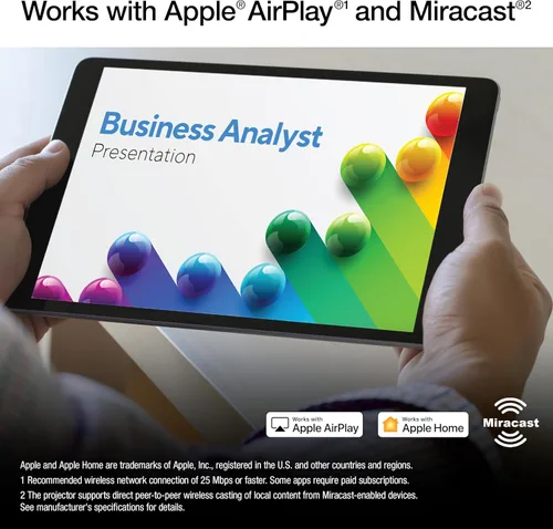 Miniatura 3 de Epson Pro EX9270 - Proyector inalámbrico 1080p 3LCD, 4,100 lúmenes de color y brillo blanco, Apple AirPlay, Miracast, transmisión desde teléfono