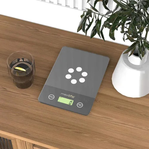 Miniatura 4 de Max Life Báscula digital de cocina ML-CF1 - Báscula de alimentos de alta precisión con medición de tara y varias unidades, diseño delgado con Gris