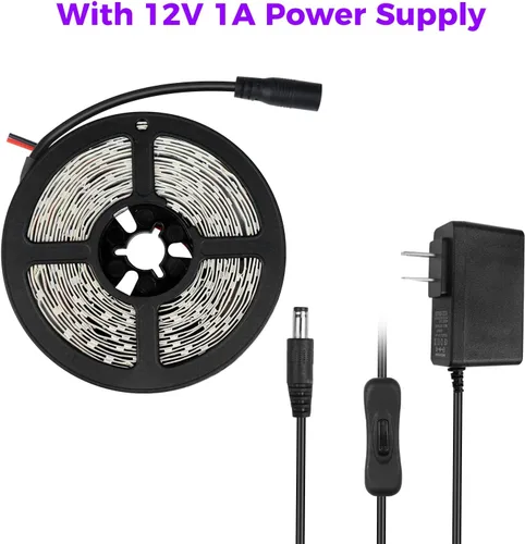 Miniatura 3 de Tira LED de luz negra UV de 24 vatios, 16.4FT/5M 3528 300LEDs 395nm-405nm, luz negra, no impermeable, pesca nocturna, fiesta implícitamente con Sin