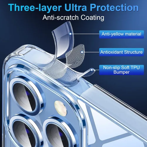 Miniatura 5 de SUCGLES Funda para iPhone 13 Pro Max con MagSafe, imán ultra fuerte N56, protección contra caídas de 12 pies, antiamarilleo, funda magnética