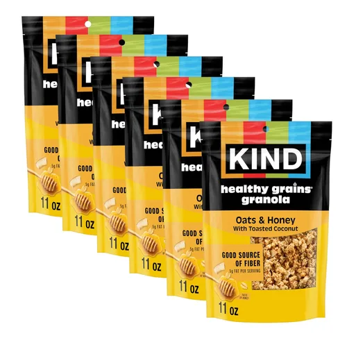 Miniatura 17 de Kind Granos saludables de granola, avena y miel con coco tostado, sin gluten, mezcla de aperitivos saludables, 0.18 onzas de proteína, 11 onzas, 3