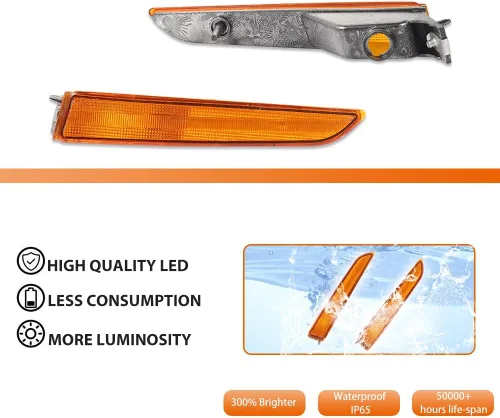Miniatura 2 de ADIIL Kit de carcasa de luz de señal de luz de señal de parachoques delantero de lente ámbar compatible con Ford Fusion 2010 2011 2012
