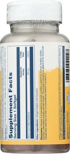 Miniatura 4 de SOLARAY Cápsulas de cápsulas blandas de vitamina E de 1000 UI, 670 mg - d Alfa tocoferol Vitamina E Suplementos - Salud de la piel, función cardíaca