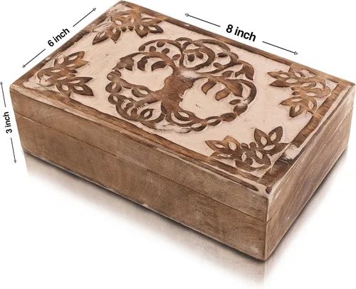 Miniatura 4 de Grandes regalos de cumpleaños, joyero de madera decorativo hecho a mano, organizador de joyas tallado en árbol de la vida, caja de recuerdos, caja