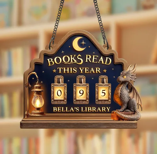 Miniatura 15 de Rastreador de Lectura de Libros Personalizado, Contador de Libros Leídos Este Año, Decoración de Biblioteca, Letrero de Seguimiento de Libros
