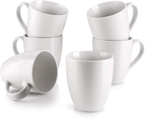 Miniatura 8 de DOWAN Tazas de café, juego de 6 tazas de café de 17 onzas, tazas de té corrugado (gris)