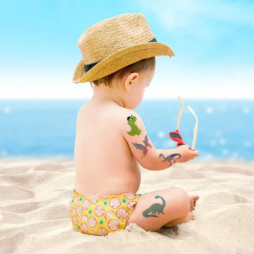 Miniatura 6 de Tatuajes temporales de dinosaurios con purpurina para niños y niños, 12 hojas de tatuajes de dinosaurio con purpurina para niños y niños