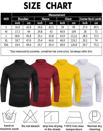 Miniatura 7 de nine bull Camisetas térmicas casuales para hombre, manga larga, ajustadas, básicas, suaves, ligeras, cuello alto
