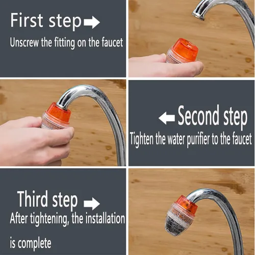 Miniatura 7 de 3 paquetes de filtros de agua para grifo, purificador de grifo de cocina, carbón activado que elimina el fluoruro de cloro, metales pesados, agua