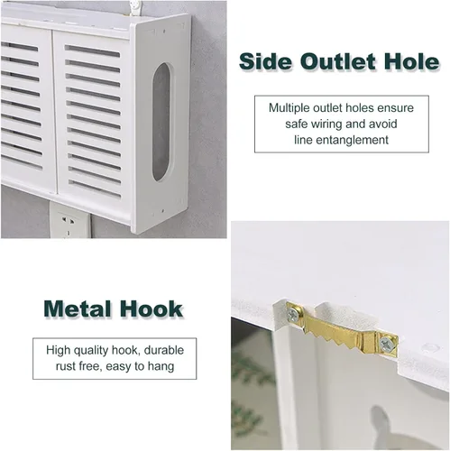 Miniatura 5 de Caja de oclusión de enchufe de fila inferior para TV, estante inalámbrico WiFi, caja de almacenamiento para enrutador montado en la pared, caja