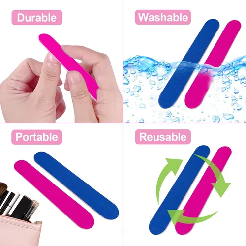Miniatura 7 de Emery Boards para uñas, 100 limas de uñas para uñas naturales, pequeñas, desechables, de doble cara, lima de uñas coloridas, a granel para el hogar