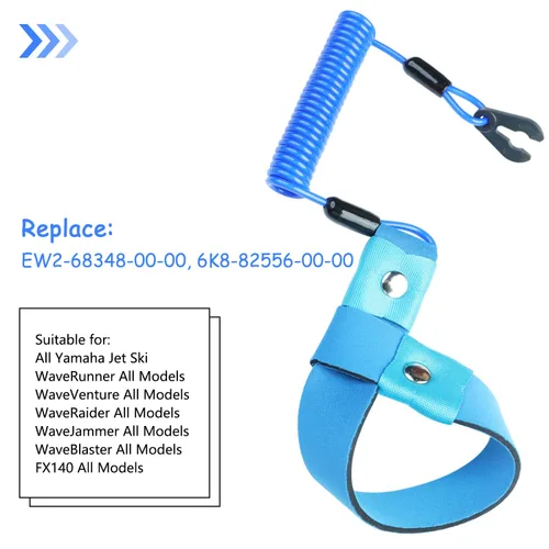 Miniatura 2 de 2 cordones para interruptor de apagado para lancha, correa de muñeca de repuesto EW2-68348-00-00 para Yamaha Marine motor fuera de borda de Azul