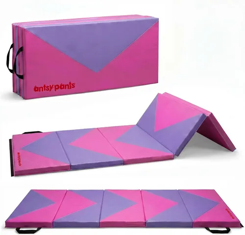 Miniatura 17 de Antsy Pants Colchoneta de gimnasia para niños, fácil de limpiar, resistente, plegable, acolchada, ligera, portátil, equipo de gimnasia para juego