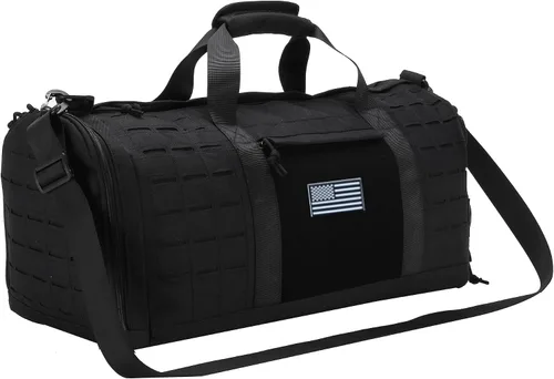 SEYATULLH Bolsa de lona táctica militar para hombres y mujeres con compartimento para zapatos, bolsa de gimnasio, bolsa de fitness, bolsa de
