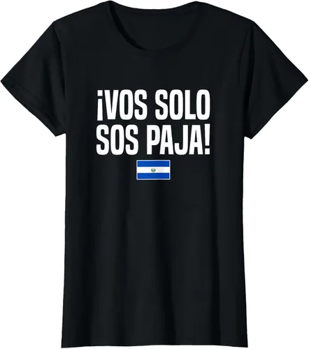 Miniatura 47 de Camiseta Vos Solo Sos Paja Salvadoran Slang Bandera de El Salvador, Negro