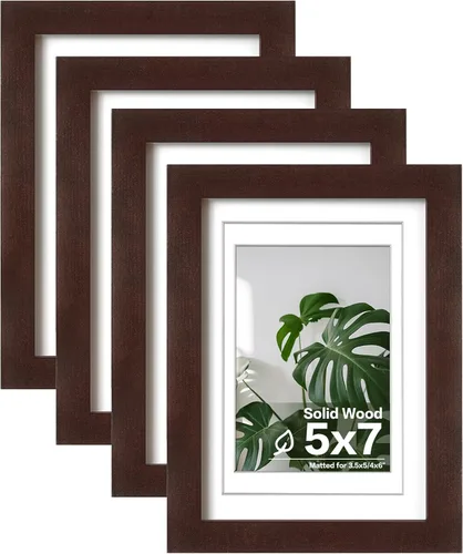 Miniatura 21 de Egofine Juego de 4 portarretratos de 4 x 6, hechos de madera maciza cubierta de plexiglás de 3 x 4.5 pulgadas y 3.5 x 5 pulgadas con paspartú o de 4