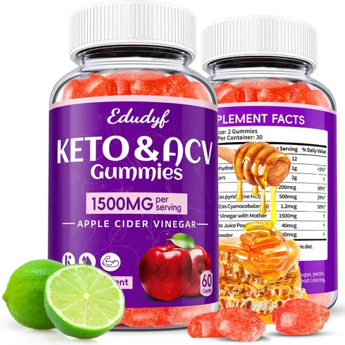 Miniatura 8 de Gomitas Keto ACV - Gomitas de vinagre de sidra de manzana de 1500 mg con probióticos, B12 y apoyo Keto, desintoxicación y limpieza, sin OGM