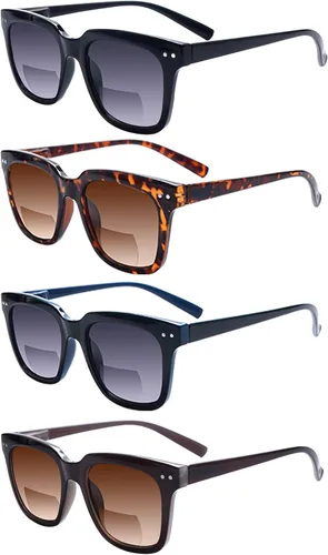 Anteojos de lectura bifocales, lentes de sol para mujeres y hombres, protección UV400, lectores de sol, bisagras de resorte, marco retro