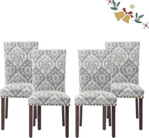 Miniatura 31 de Juego de 2 sillas de comedor Parsons, sillas tapizadas con cabeza de clavo para comedor y cocina con cojines gruesos y patas de madera, verde