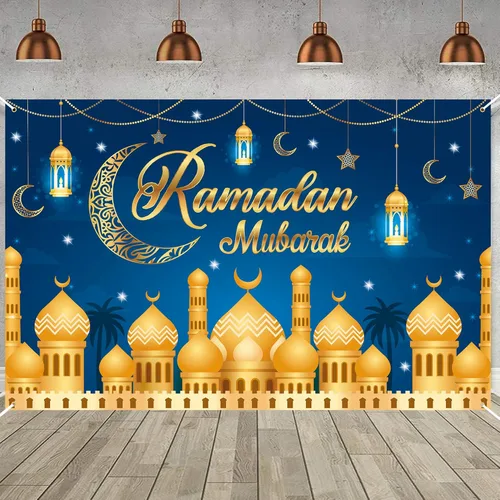 Miniatura 5 de Decoraciones de Ramadán para el hogar - 71 x 44 en Ramadán Banner Mubarak Mesa Mubarak Signo Telón de fondo Favores Colgantes Decoraciones