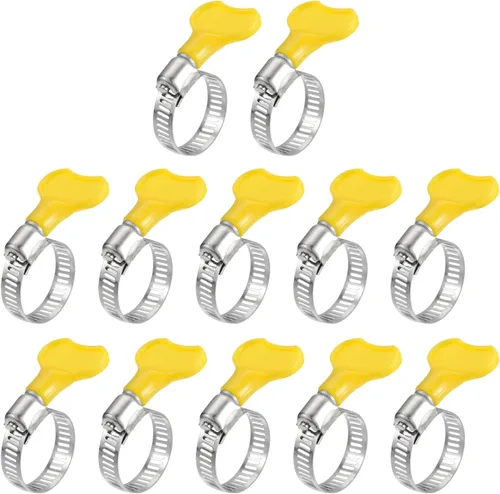 Miniatura 16 de uxcell Abrazadera de manguera de engranaje helicoidal, 24 abrazaderas de manguera de acero inoxidable ajustables de 1/2 a 3/4 pulgadas con mango