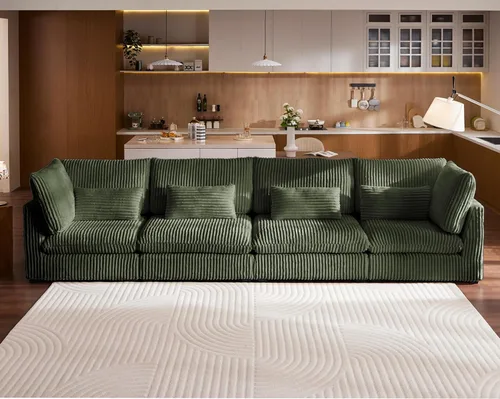 Miniatura 58 de Sofá Modular de Gran Tamaño, Sofá Seccional de Chenilla Nube Extra Profundo con Chaise Otomana, Sofá Esponjoso de Chenilla de 4 Plazas para Sala