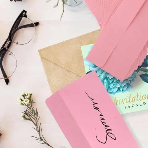 Miniatura 4 de Paquete de 50 sobres de negocios #10, sobres rosas, sobres estándar autosellantes, adecuados para personales y comerciales, cheques, cartas