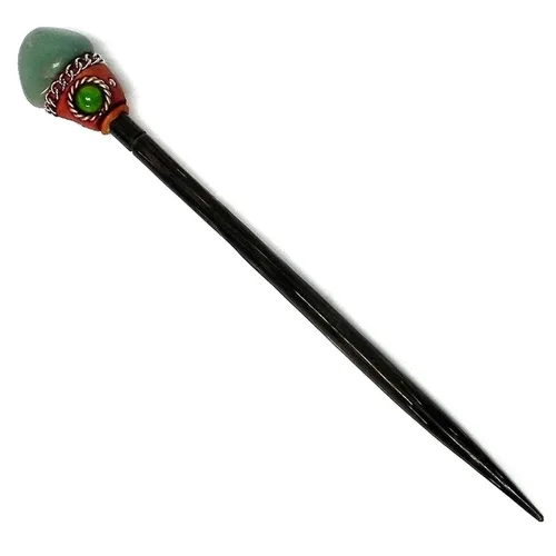 Miniatura 10 de Mia Jewel Shop - Palillos de madera de Chonta con piedras preciosas curativas naturales – Palillos para el cabello hechos a mano para mujeres