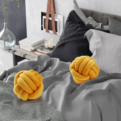 Miniatura 5 de Namalu 2 bolas de almohada de nudo suave, manta redonda decorativa, almohadas de felpa anudadas suaves, cojines de bolas de relleno hechos a mano