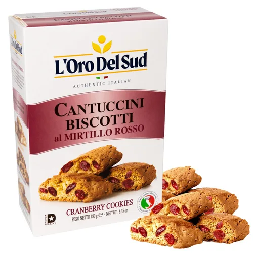 L'Oro Del Sud Galletas de arándano Biscotti de 6.3 oz (180 g), galletas italianas Cantuccini d'Abruzzo, hechas con arándano real, sin OMG, producto