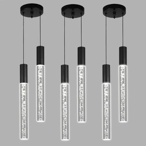 Miniatura 13 de Moderna lámpara colgante dorada, 1 luz LED colgante de 3 colores, cable acrílico, luces colgantes de techo ajustables para cocina, isla, sala