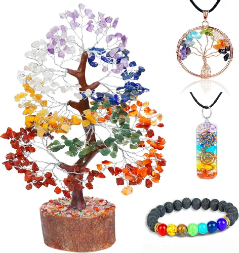 Miniatura 10 de Crocon® Árbol de la vida de cristal de cornalina con pulsera y 2 colgantes, decoración de árbol de gemas de Feng Shui, cristales curativos, regalos