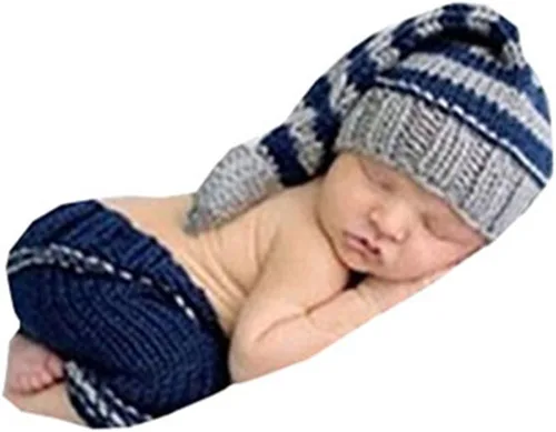 Miniatura 4 de Accesorios de fotografía para recién nacidos, trajes de punto para bebé, niño, niña, sombrero de ganchillo, pantalones, accesorios para sesión
