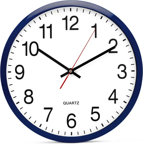 Miniatura 13 de Bernhard Products - Reloj de cuarzo de pared rojo, silencioso, sin tictac, 12 pulgadas, a pila, redondo, fácil de leer