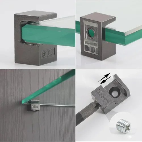 Miniatura 3 de Glass Shelf Bracket Glass Clamp Holder Adjustable Clamp Shelf Clip for 5-8mm Thickness - 4pcs