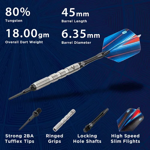 Miniatura 3 de Viper Sidewinder 80% tungsteno Dardos de punta suave, 18 gramos