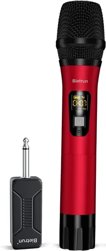 Miniatura 8 de Bietrun - Micrófono inalámbrico solo para entrada de micrófono, micrófono de mano dinámico de metal UHF multiusos con receptor recargable