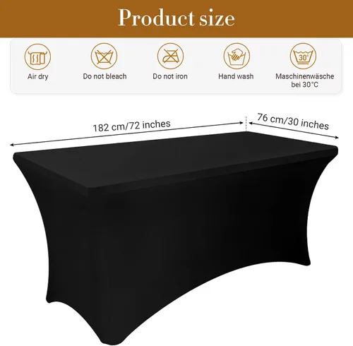 Miniatura 2 de Paquete de 6 manteles de elastano, manteles de elastano elásticos de 6 pies para mesas de 6 pies, mantel elástico rectangular universal ajustable