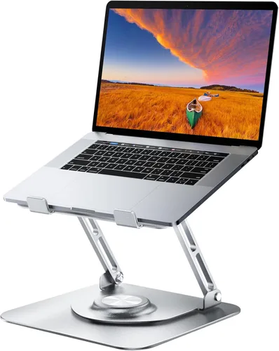Miniatura 11 de JOYEKY Soporte para computadora portátil para escritorio, soporte de computadora ajustable con base giratoria de 360°, elevador ergonómico