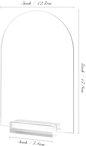 Miniatura 2 de Letrero acrílico de arco transparente de 5 x 7 pulgadas con soporte, paquete de 10 hojas de acrílico arqueadas transparentes en blanco con soporte