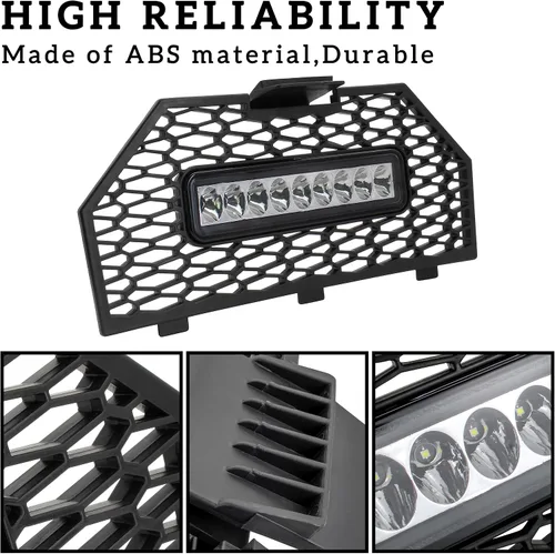 Miniatura 3 de SAUTVS Radiador de pantalla frontal con luz para Polaris Sportsman 850 1000 2017-2025, rejilla frontal de malla con barra de luz LED para Polaris