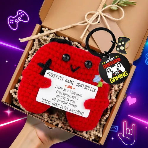Miniatura 8 de Regalos para jugadores, controlador de juego de ganchillo positivo y llavero inspirador, idea de regalo única para adolescentes, juego de regalo