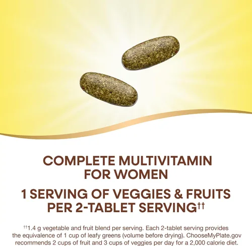 Miniatura 3 de Nature's Way Alive! Women's Garden Goodness Multivitamínico completo, 1 porción de verduras y frutas por porción de 2 tabletas, con col rizada