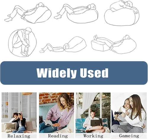 Miniatura 5 de Morbuy Puf para niños y adultos (sin relleno), funda suave y perezosa para sofá cama, lavable, almacenamiento de gran tamaño para interiores y Marrón