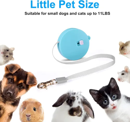 Miniatura 4 de Correa retráctil para perros pequeños y gatos de hasta 11 libras con cinta de nailon fuerte antitirones de 6.5 pies, manos libres, mini correa Azul