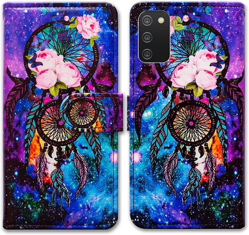 Miniatura 14 de Bcov Funda para Galaxy A03S, diseño de mariposas azules, flores, rosa, de cuero, con tapa para teléfono, con ranura para tarjetas, soporte