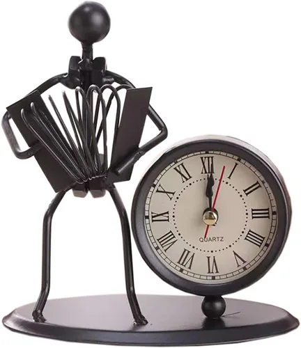 Reloj despertador de instrumentos musicales, reloj creativo de escritorio pequeño de acero inoxidable, reloj de personalidad retro, artesanía, para