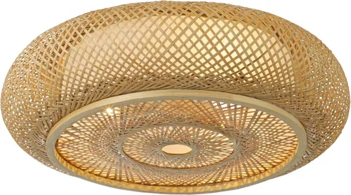 RUNNUP Lámpara de techo vintage con forma de tambor de montaje empotrado, decoración creativa, luz de bambú, iluminación industrial hecha a mano