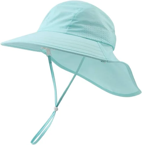 Miniatura 59 de Sombrero de verano para niños pequeños con solapa para el cuello, impermeable, sombrero de natación para niños, protección UV, sombrero de playa