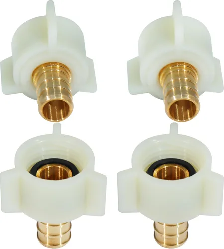 Paquete de 4 accesorios PEX – Adaptador giratorio de latón de 1/2" x 1/2", accesorios de crimpado roscados NPT hembra para tubos PEX, conector de